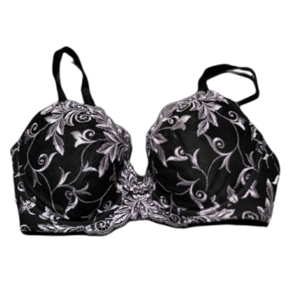 Soma black and silver embroidery bra
